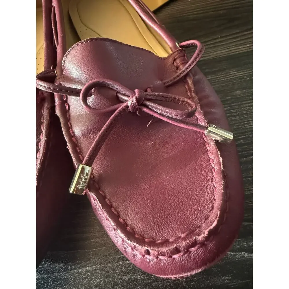 Michael Kors Sutton Moc Dark Berry Leather Flat Loafers Sz. 7.5